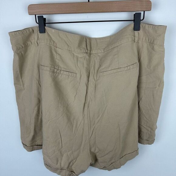 Torrid linen blend shorts size 18 khaki cuffed front pleat Y2K lined - Picture 7 of 10